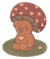 Mushroom Teddy Sticker 2.8" x 2.3" in