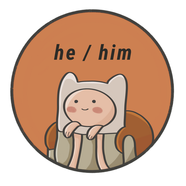 He/Him Sticker 3" by 3"